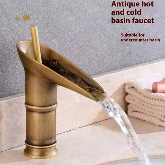 Grifo Cascada para Lavamanos en Bronce Antiguo Anti-salpicaduras