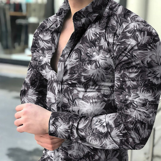 Camisa Casual de Manga Larga con Impresión Digital 3D para Hombre - Image 3