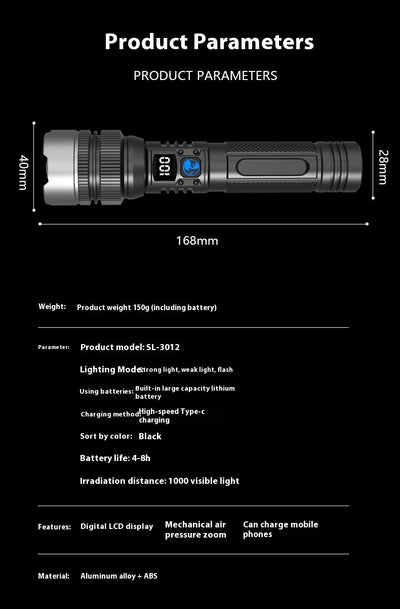 Linterna Láser LED de Largo Alcance con Pantalla LCD Digital para Exterior - Image 11