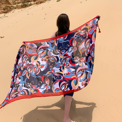 Pañoleta Étnica Oversized para Protección Solar y Estilo