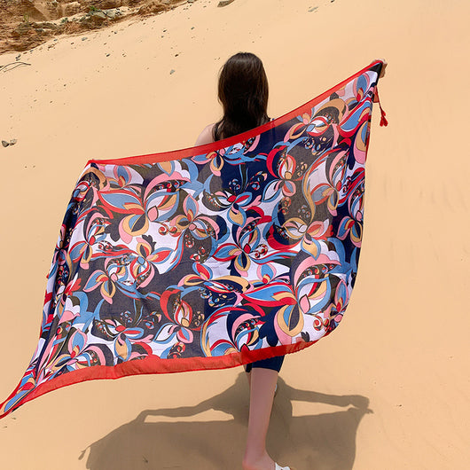 Pañoleta Étnica Oversized para Protección Solar y Estilo