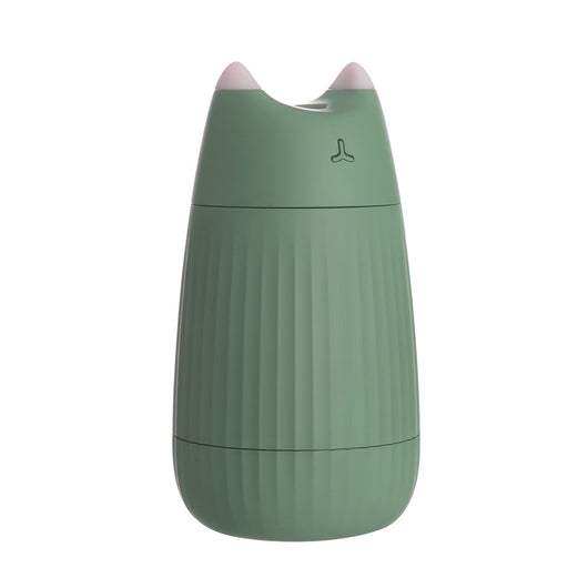 Pink cat-shaped humidifier with pointed ears and a ribbed texture on the lower body, ideal for desktop use. - Image 9
