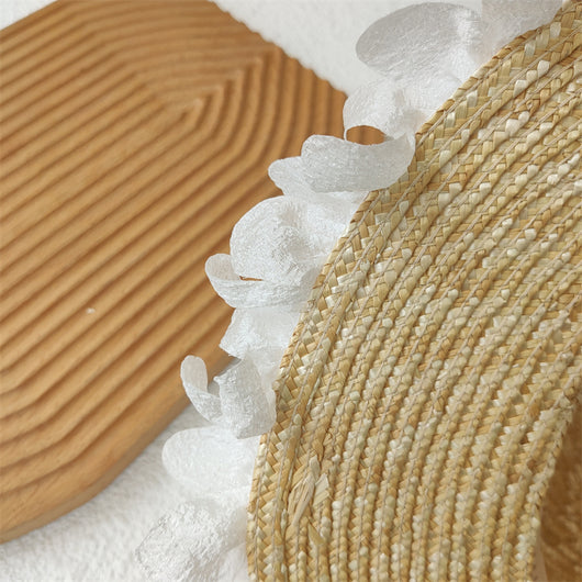 Sombrero de Paja Plano con Encaje de Perlas para Mujer - Image 16
