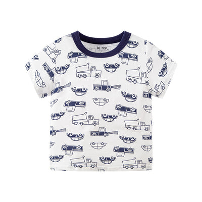 Playera Infantil con Estampado de Auto - Manga Corta para Niños