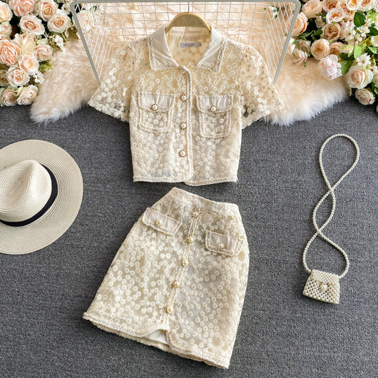 Conjunto Dos Piezas Estilo Occidental con Falda Bordada Rejuvenecedor - Image 2