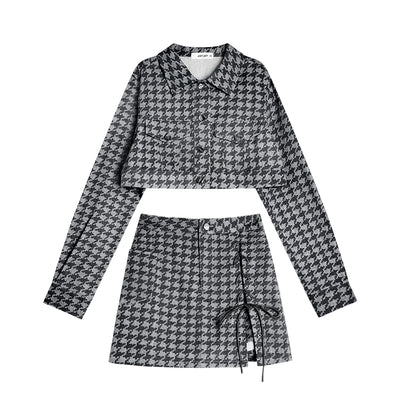 Conjunto de Dos Piezas Cuadros Azules - Top Corto y Falda - Image 9