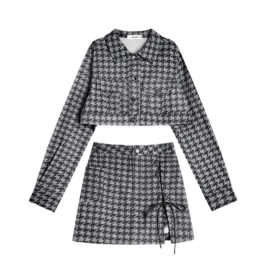 Conjunto de Dos Piezas Cuadros Azules - Top Corto y Falda - Image 9