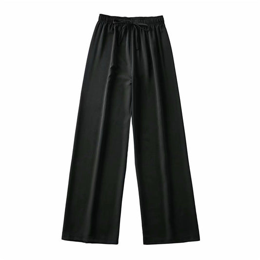 Pantalón Ancho de Cintura Alta Elástico con Drapeado - Elegancia Casual para Mujer
