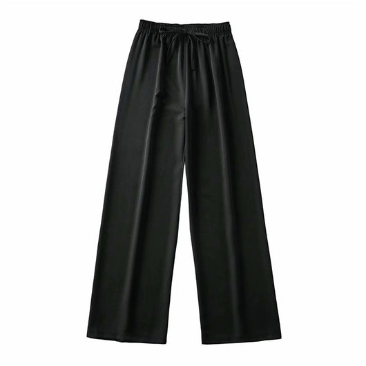 Pantalón Ancho de Cintura Alta Elástico con Drapeado - Elegancia Casual para Mujer