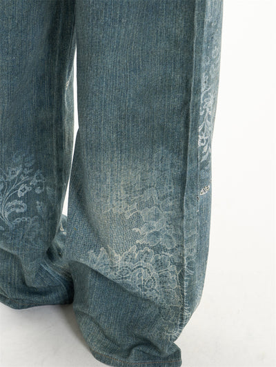 Pantalones Jeans Anchos con Estampado de Moño - Image 13