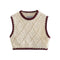 Chaleco Retro Cuello Redondo con Estampado de Rombos para Mujer