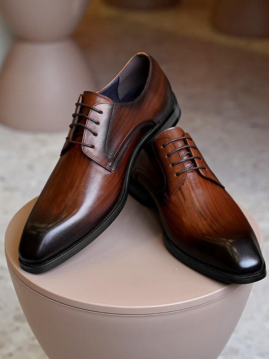 Zapatos de Cuero Vintage con Punta Cuadrada para Hombre - Image 14