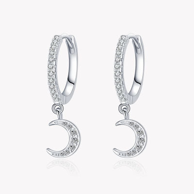 Aretes de Plata 925 con Diamantes y Diseño de Luna - Image 12