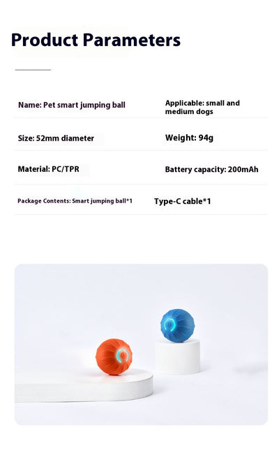 Orange pet jumping ball toy with a glowing blue power button, made from TPR material for dogs. - Image 10