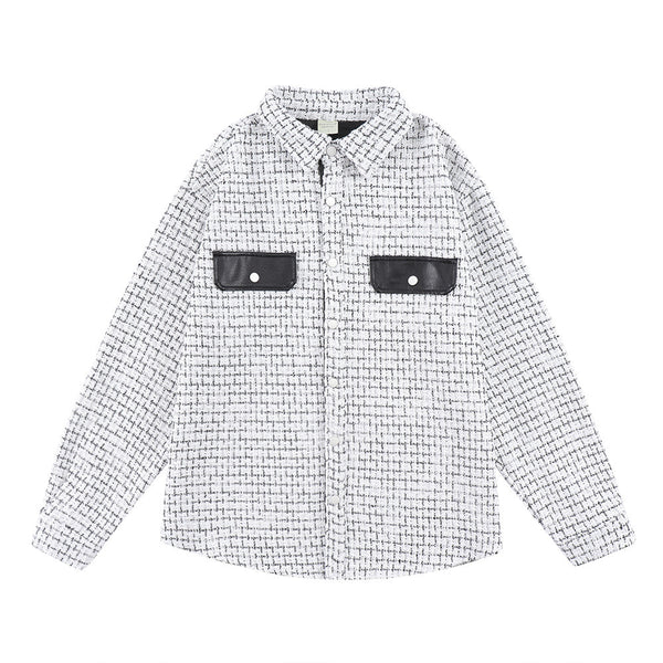 Camisa Hombre Vintage Cuadros Suelta Solapas Trenzadas Manga Larga - Image 5