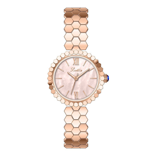 Reloj de Cuarzo Dorado Rosa Elegante y Compacto - Image 5