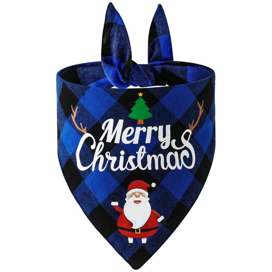 Pañuelo Triangular Navideño para Mascotas - Babero Absorbente Cuadros - Image 2