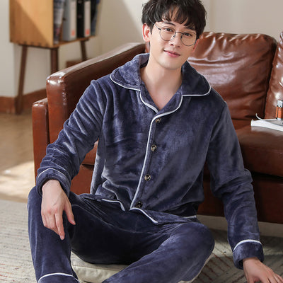 Cardigan Pijama de Forro Polar para Hombre - Abrigo Cálido Coral - Image 21