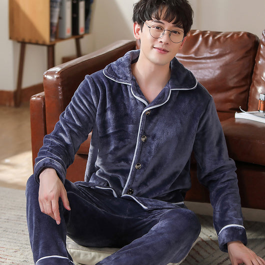 Cardigan Pijama de Forro Polar para Hombre - Abrigo Cálido Coral - Image 21