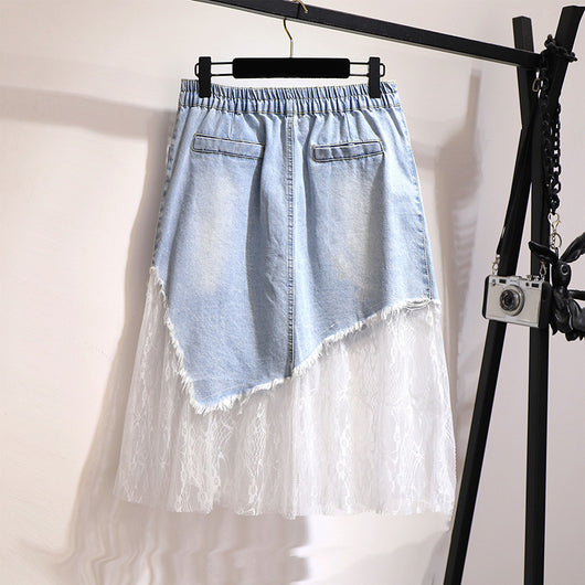 Falda Corta Denim Talle Alto con Bolso de Cadera