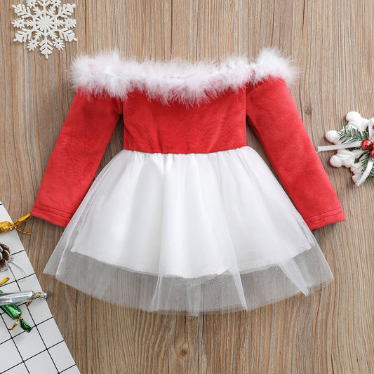 Vestido Princesa Rojo Asimétrico para Niñas - Otoño Invierno