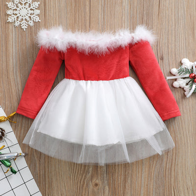 Vestido Princesa Rojo Asimétrico para Niñas - Otoño Invierno