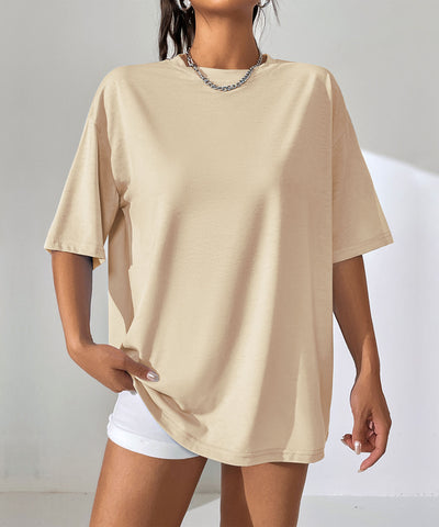Camiseta Suelta de Largo Medio en Color Liso para Mujer - Image 10