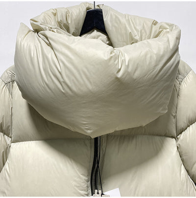 Chaqueta Temperament Blanca de Plumas de Pato con Cuello Alzado y Cierre - Image 18