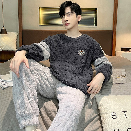 Pijama Térmico de Franela Jacquard para Hombre - Otoño e Invierno