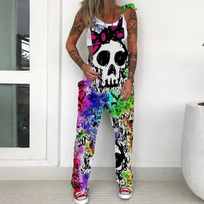 Overol Estilo Urbano con Estampado Calavera para Mujer - Image 3