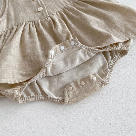 Vestido Romper para Bebé de Algodón y Lino con Cuello Bebé - Image 25