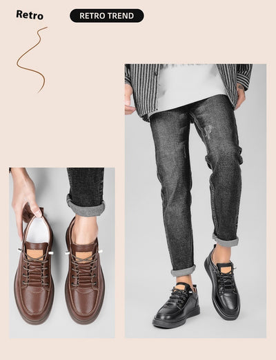 Zapatos Skateboard Cuero Talla Grande Estilo Retro Punching Confort Suave - Image 16