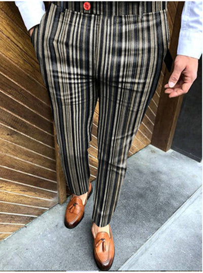 Pantalones Casuales Slim Fit con Estampado de Rayas para Hombre - Verano - Image 5