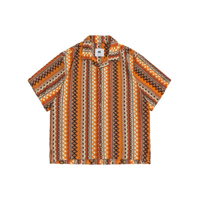 Camisa Suelta Cuba Collar Manga Corta para Hombre