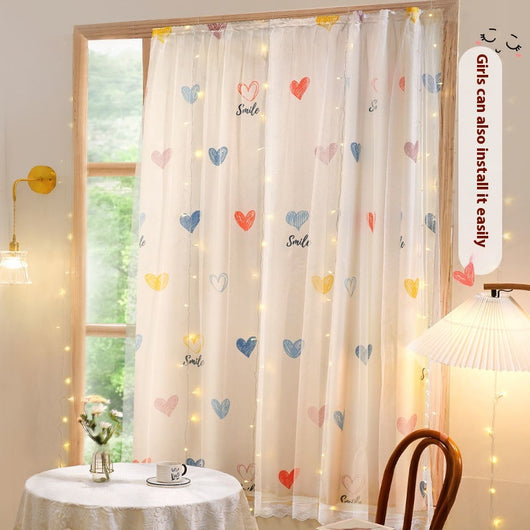 White semi-sheer curtain with a green grid pattern and illustrations of potted cacti and succulents, featuring "DON'T TOUCH ME" text. - Image 10