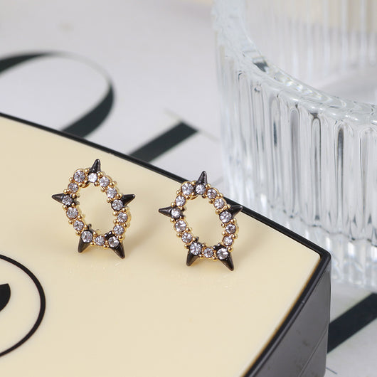 Aretes de Diamante con Diseño Geométrico Irregular Hueco - Image 5