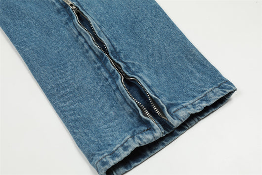 Jeans Hip-hop con Pentagrama y Cierre Lateral para Hombre - Image 27
