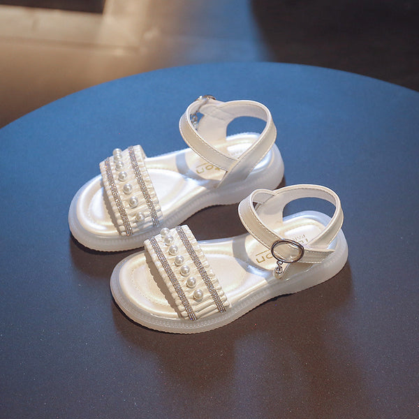 Sandalias de Moda con Perlas y Strass para Niña