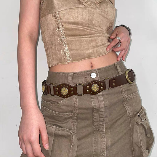 Cinturón Vintage Unisex con Hebilla de Metal Remachado - Estilo Punk Hip Hop - Image 6