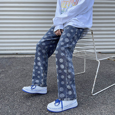 Pantalones Vaqueros Rectos con Estampado Integral para Hombre - Image 8