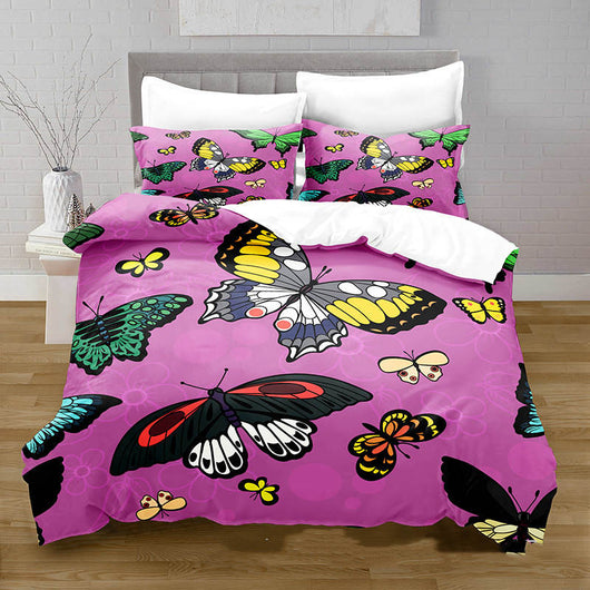 Juego de Ropa de Cama Funda Nórdica Estampado Mariposas Impresión 3D Digital Tela Cepillada - Image 6