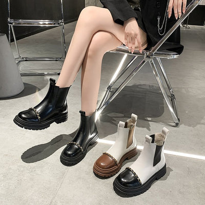 Botas de Mujer con Cadena de Hierro Estilo British Wind and Smoke - Image 14