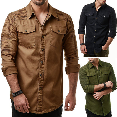 Chamarra de Mezclilla para Hombre con Hombros Caídos - Color Sólido Otoño - Image 7