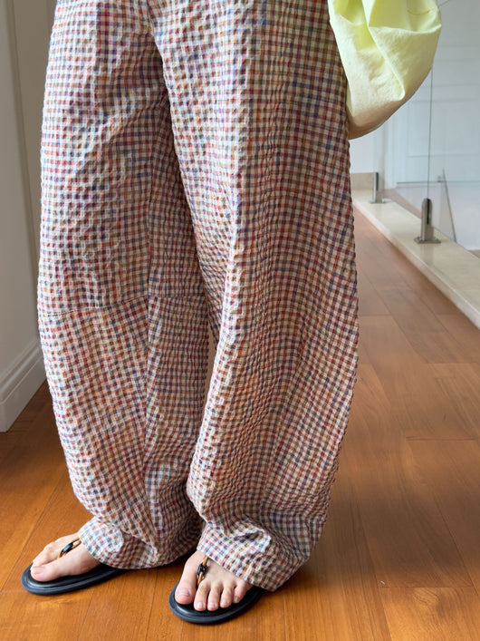Pantalones de Lino Ancho Cuadros Mujer - Cómodos y Transpirables - Image 28