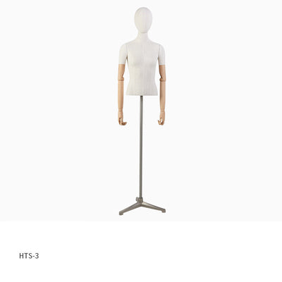 Maniquí de Escote Femenino en Fibra de Vidrio con Manos de Madera - Image 4