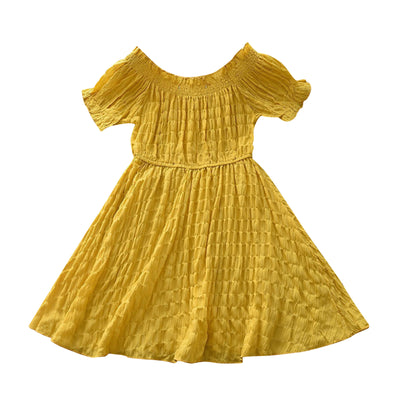 Vestido Infantil de Gasa con Cuello de Encaje y Manga Corta - Image 3