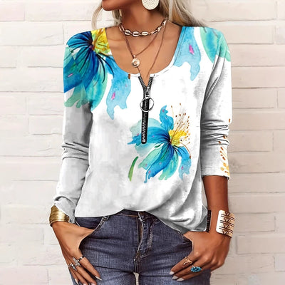 Camiseta Estampada de Manga Larga con Cierre para Mujer - Image 8