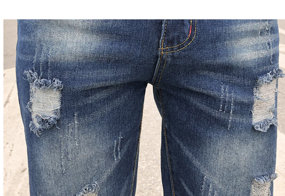 Shorts de Mezclilla para Hombre Estilo Coreano con Detalles Rotos