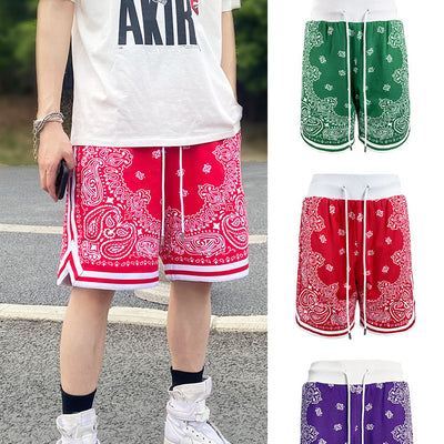 Shorts Deportivos Holgados Casuales Estampado Flor de Marañón para Hombre