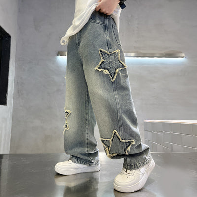Pantalones Jeans Sueltos Estilo Pu Shuai para Niños - Diseño Trendy y Cómodo - Image 9